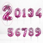 Vela Forma De Numero Globo Rosa Cumpleaños Torta Decoración - Imagen 5