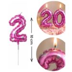 Vela Forma De Numero Globo Rosa Cumpleaños Torta Decoración - Imagen 3