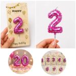 Vela Forma De Numero Globo Rosa Cumpleaños Torta Decoración - Imagen 2