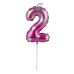 Vela Forma De Numero Globo Rosa Cumpleaños Torta Decoración - Imagen 4